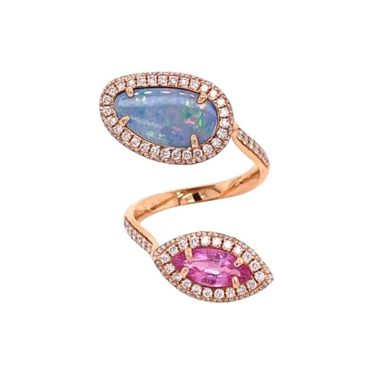 Ruchi New York Australian Opal, Pink Sapphire and Diamond Cocktail Ring