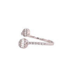 RUCHI Baguette Diamond White Gold Dainty Bypass Ring
