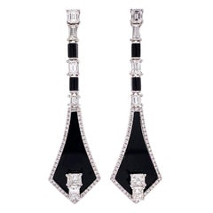 Ruchi New York Black Agate and Diamond Chandelier Earrings