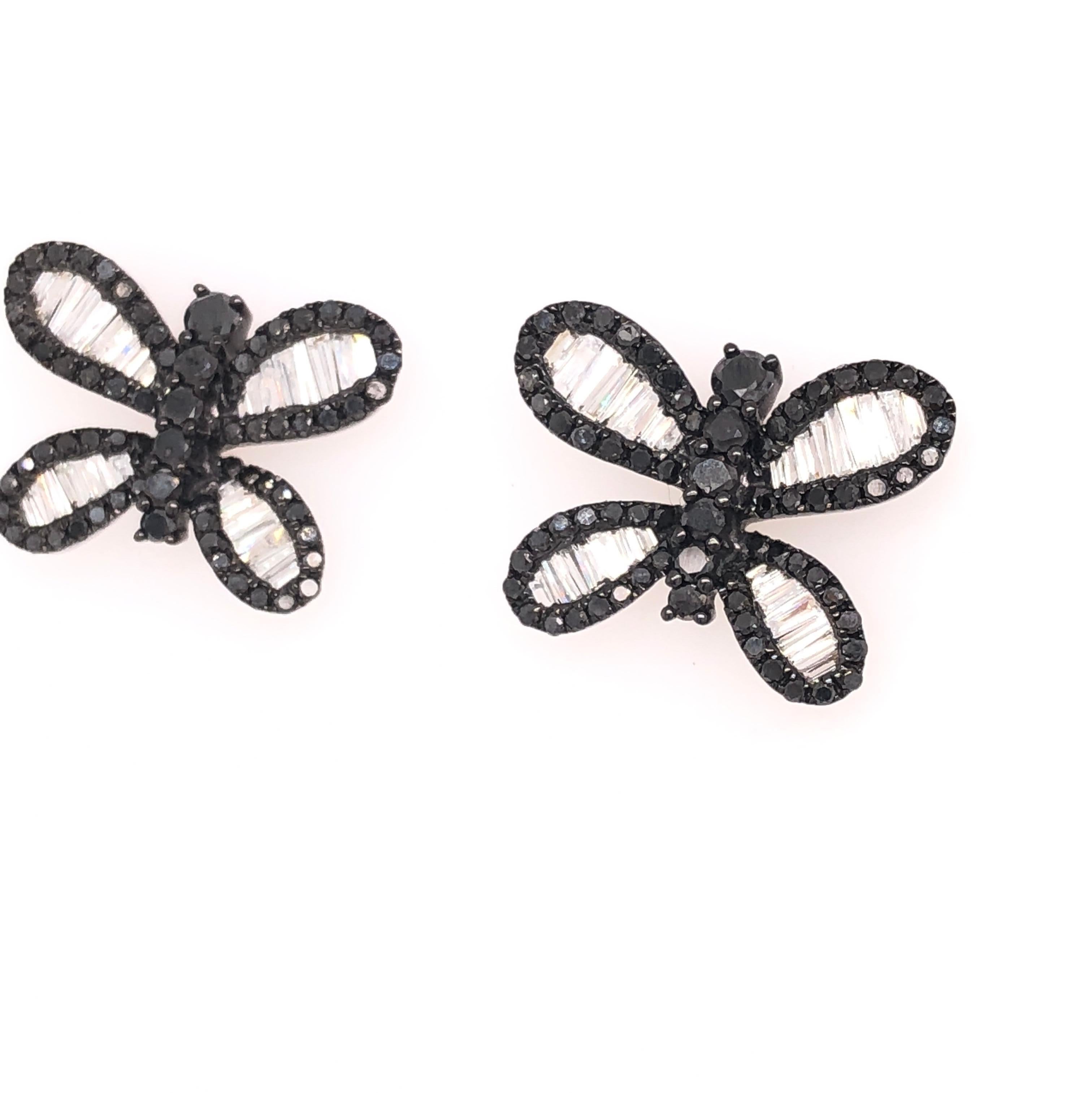 Contemporary Ruchi New York Black and White Diamond Butterfly Studs