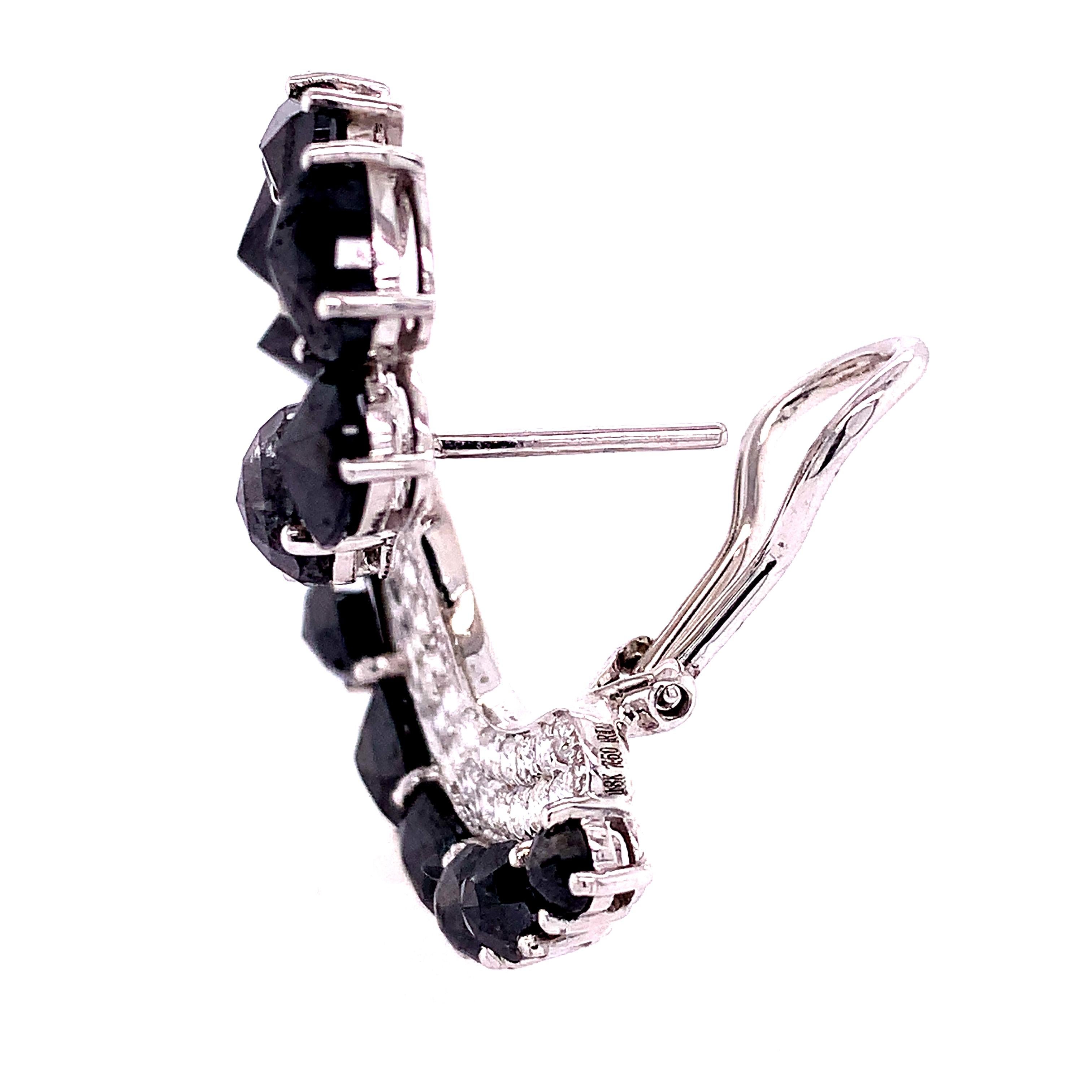 Contemporary Ruchi New York Black and White Diamond C Shape Clip-On Earrings