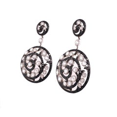 RUCHI Black and White Diamond White Gold Dangle Earrings