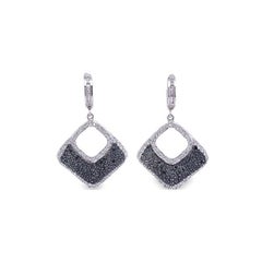 RUCHI Black & White Pavé Diamond White Gold Earrings