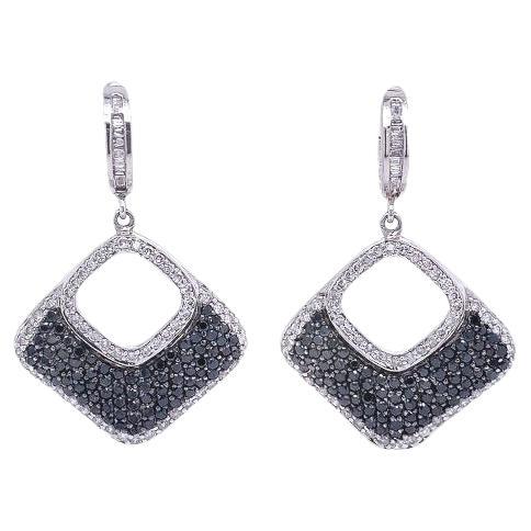 RUCHI Black & White Pavé Diamond White Gold Earrings