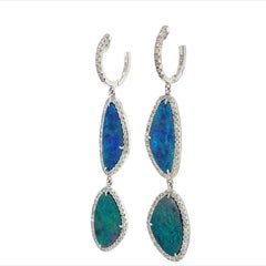 Ruchi New York Blue Opal and Diamond Earrings