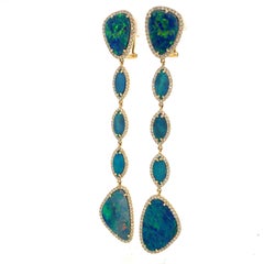 Ruchi New York Blue Opal and Diamond Earrings