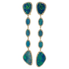 Ruchi New York Blue Opal and Diamond Earrings