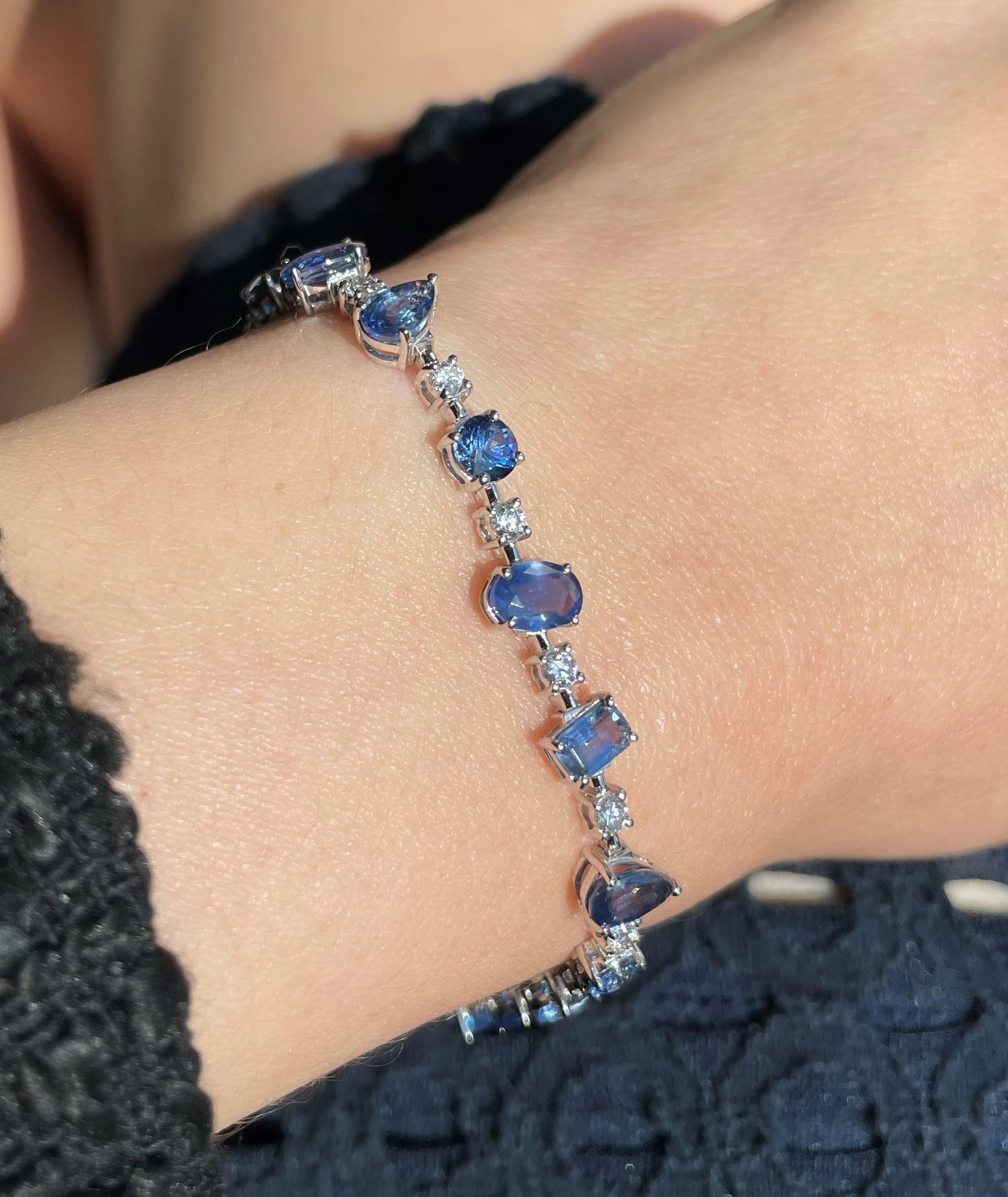 Ruchi New York Blue Sapphire and Diamond Bracelet at 1stDibs