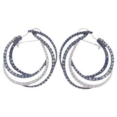 RUCHI Pavé Blue Sapphire and Diamond C-Shape Earrings