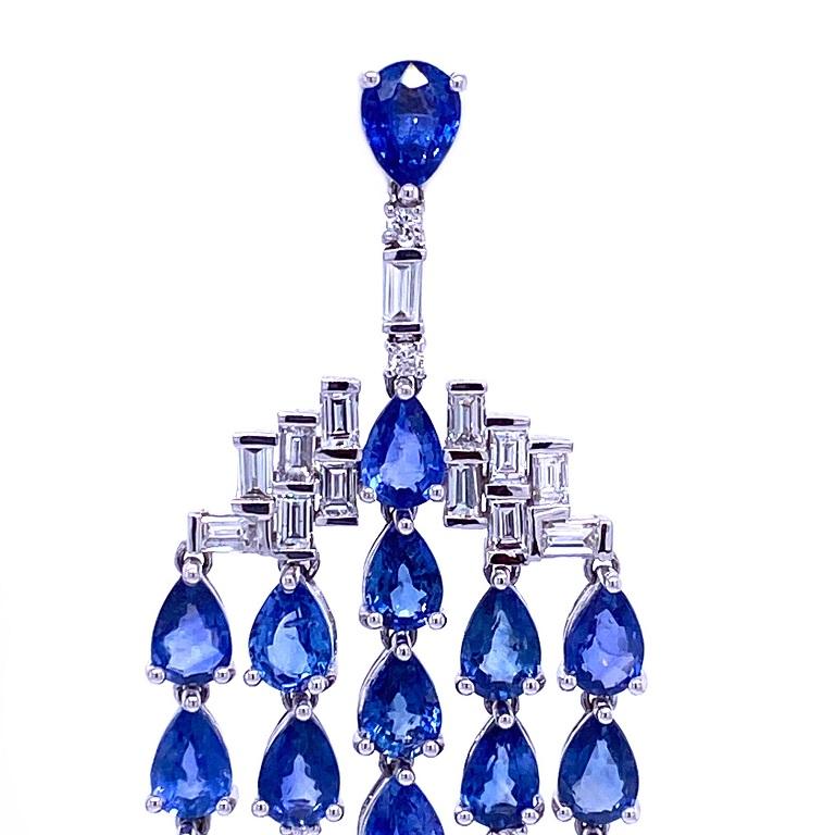 Contemporary Ruchi New York Blue Sapphire and Diamond Chandelier Earrings