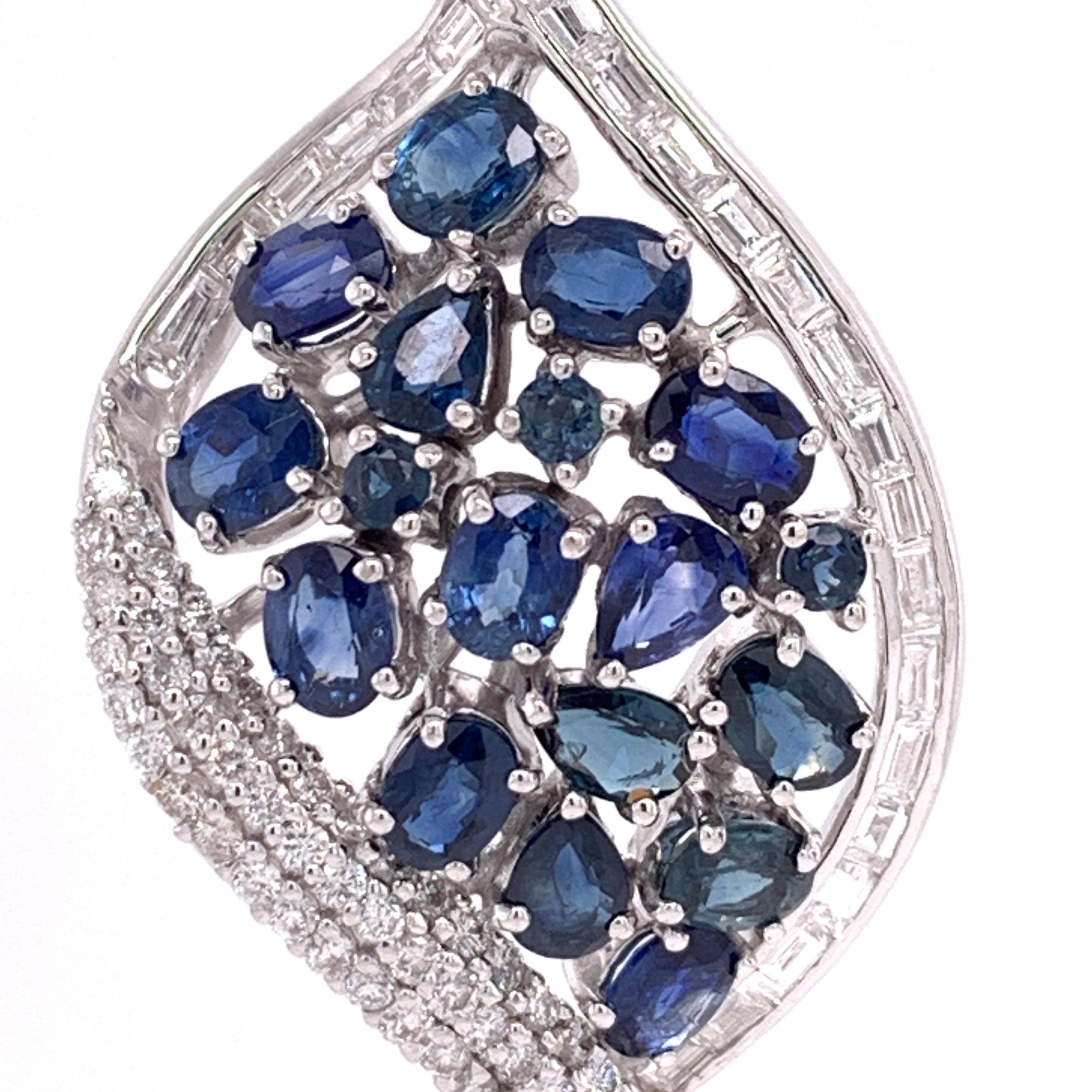 Oval Cut Ruchi New York Blue Sapphire and Diamond Chandelier Earrings