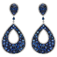 Ruchi New York Blue Sapphire and Diamond Chandelier Earrings