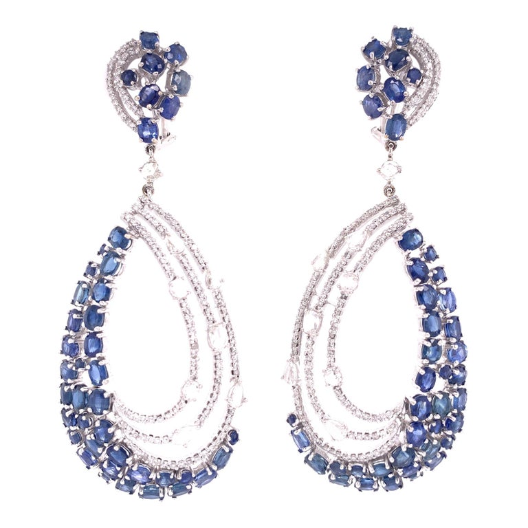 Ruchi New York Blue Sapphire and Diamond Chandelier Earrings For Sale ...