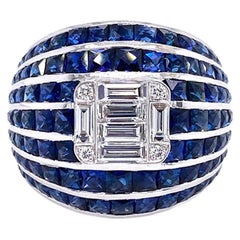 Ruchi New York Blue Sapphire and Diamond Cocktail Ring