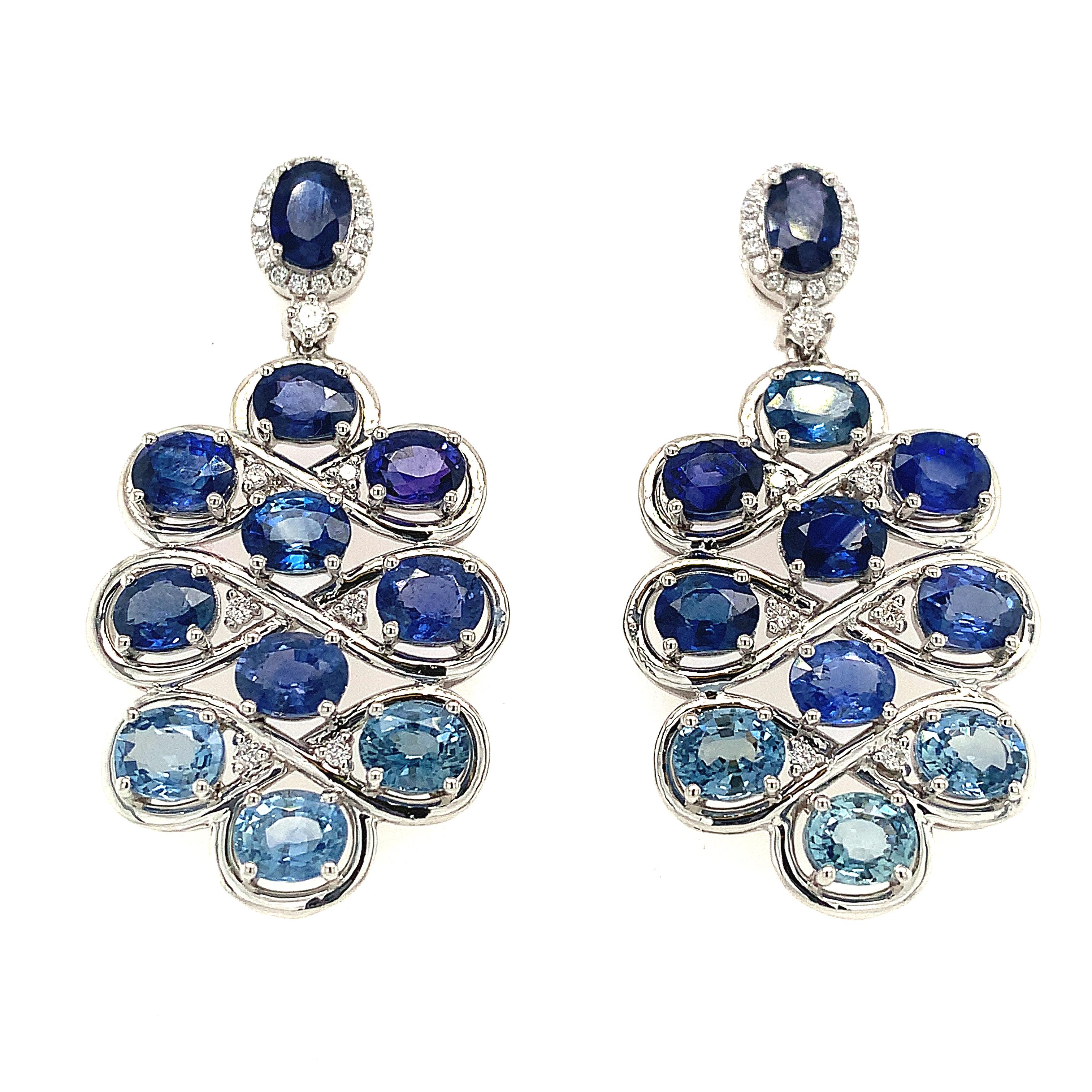 Ruchi New York Blue Sapphire and Diamond Drop Earrings 1