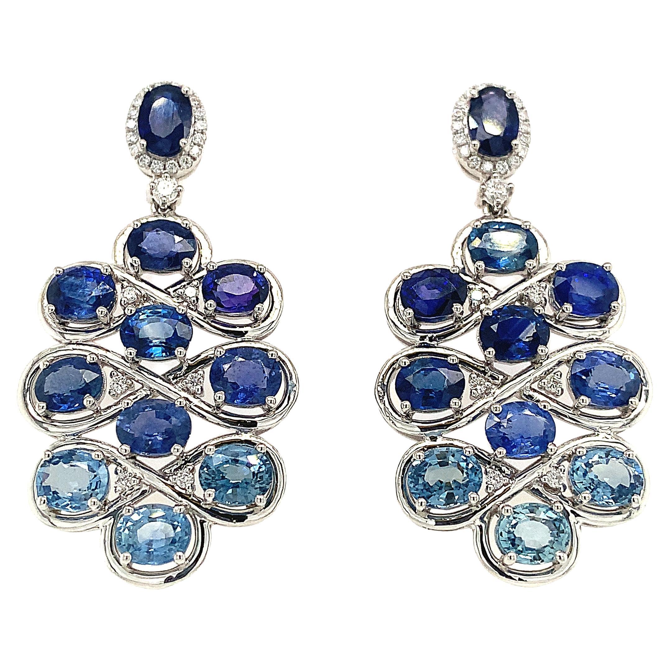 Ruchi New York Blue Sapphire and Diamond Drop Earrings