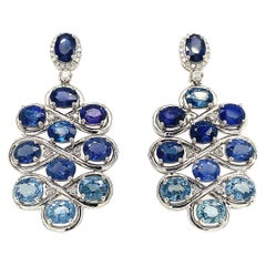 Ruchi New York Blue Sapphire and Diamond Drop Earrings