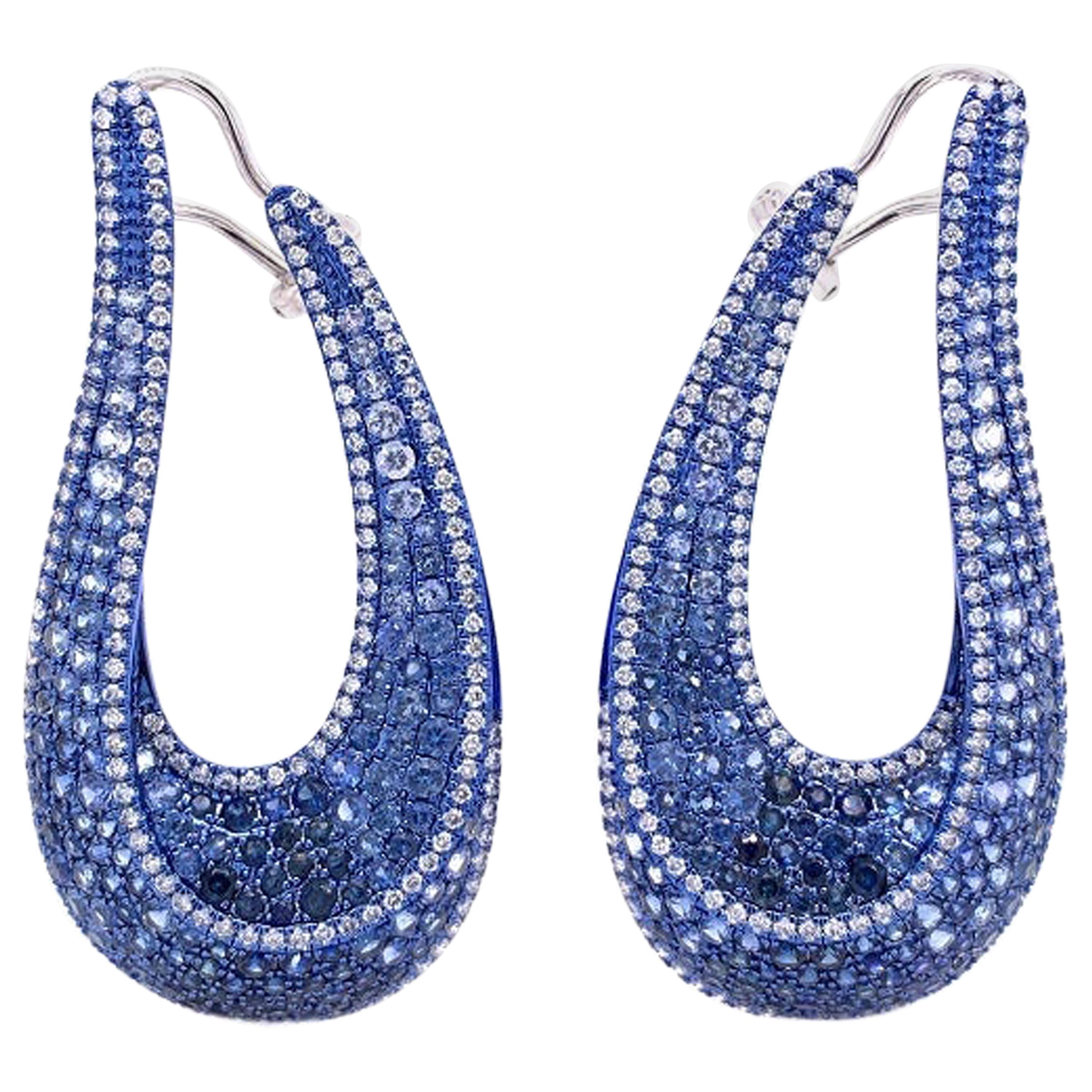 Ruchi New York Blue Sapphire and Diamond  Earrings