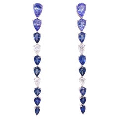 Ruchi New York Blue Sapphire and Diamond Linear Earrings