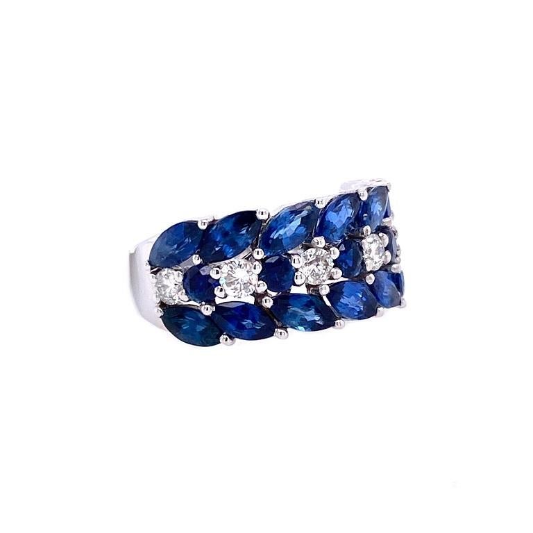 Contemporary Ruchi New York Blue Sapphire and Diamond Ring