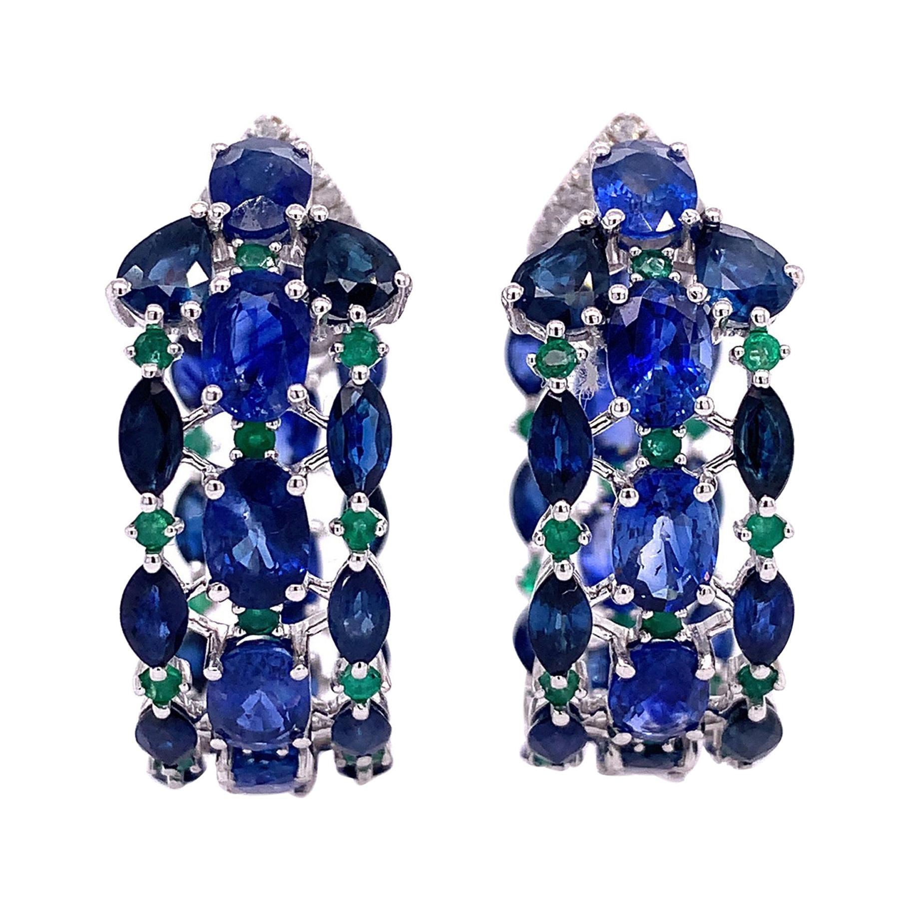 Tulips Emerald Sapphire Earrings