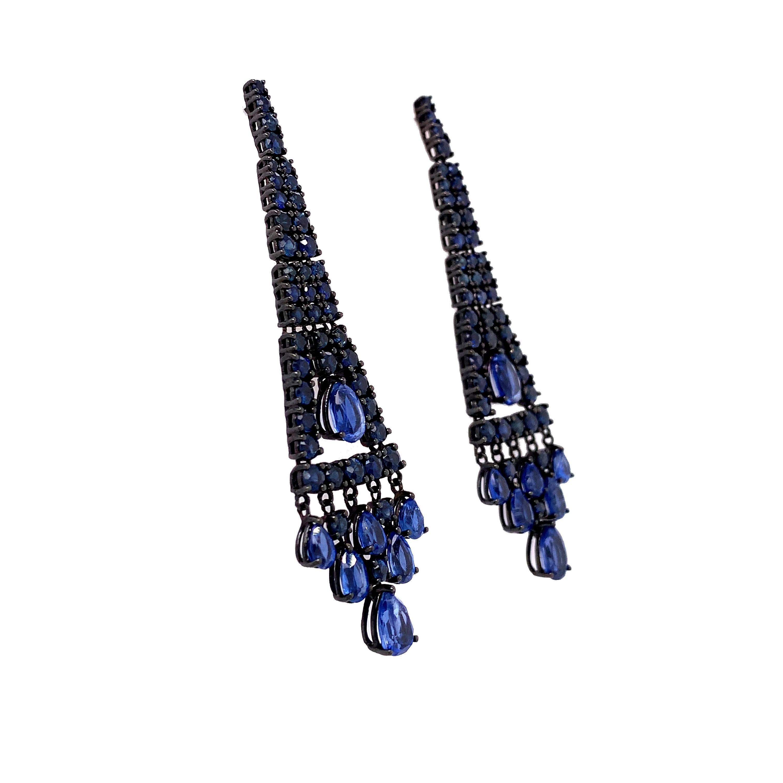 18K Tinted Black Rhodium
Blue Sapphire: 3.99 carats 
Kyanite: 4.46 carats 
