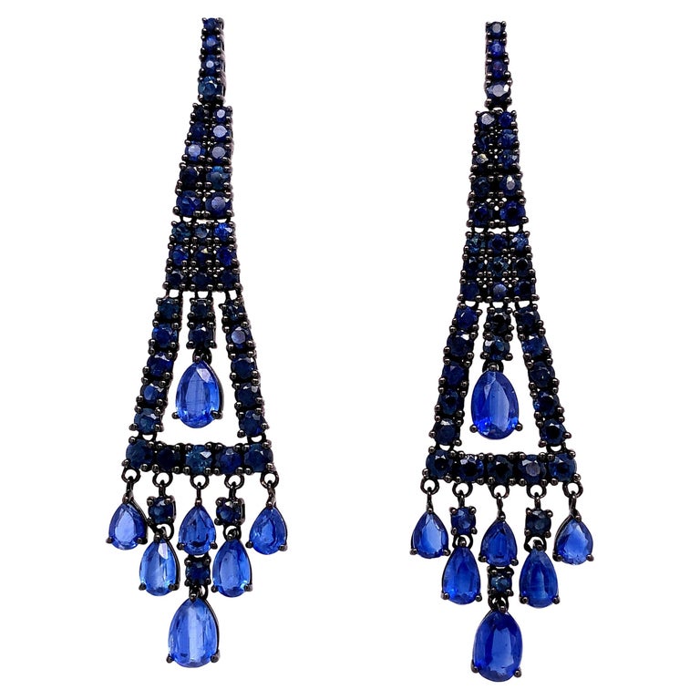 Boucles d'oreilles chandelier Ruchi New York en saphir bleu et Kyanite En  vente sur 1stDibs