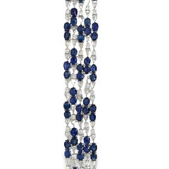 RUCHI Blue Sapphire & Rosecut Diamond Flexible White Gold Bracelet