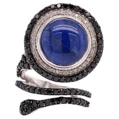 Used Ruchi New York Blue Sapphire, Black 
White Diamond Cocktail Ring
