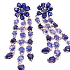 RUCHI Ombré Blue Sapphire & Diamond Chandelier Earrings