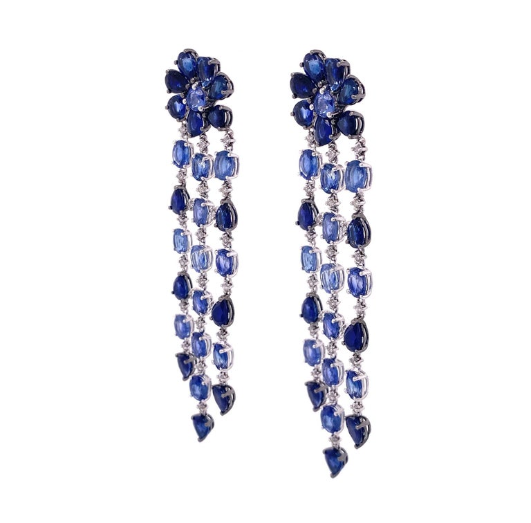 Ruchi New York Blue Sapphire Chandelier Earrings For Sale at 1stDibs