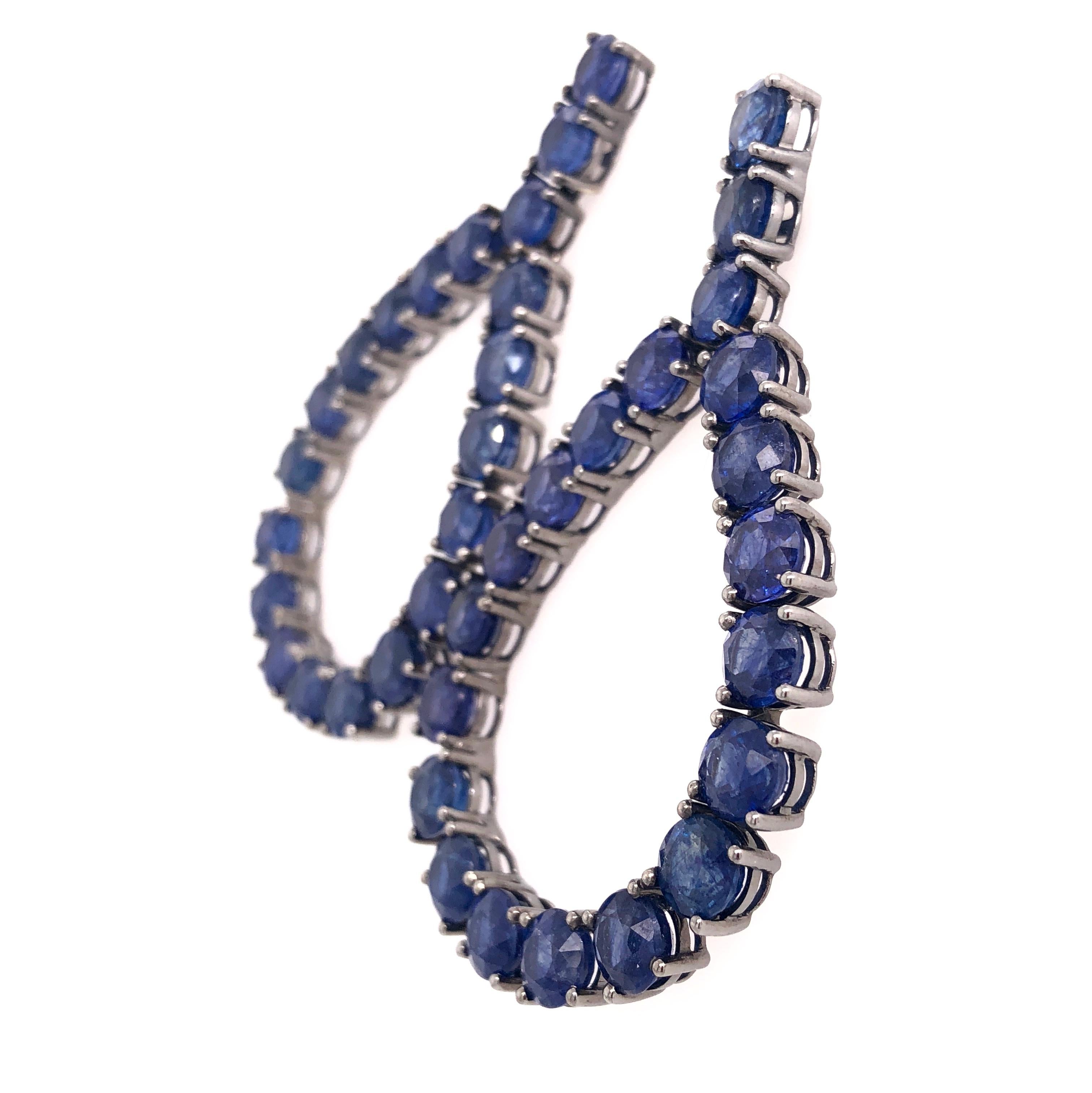 Modern RUCHI Blue Sapphire Tinted Rhodium Chandelier Earrings For Sale