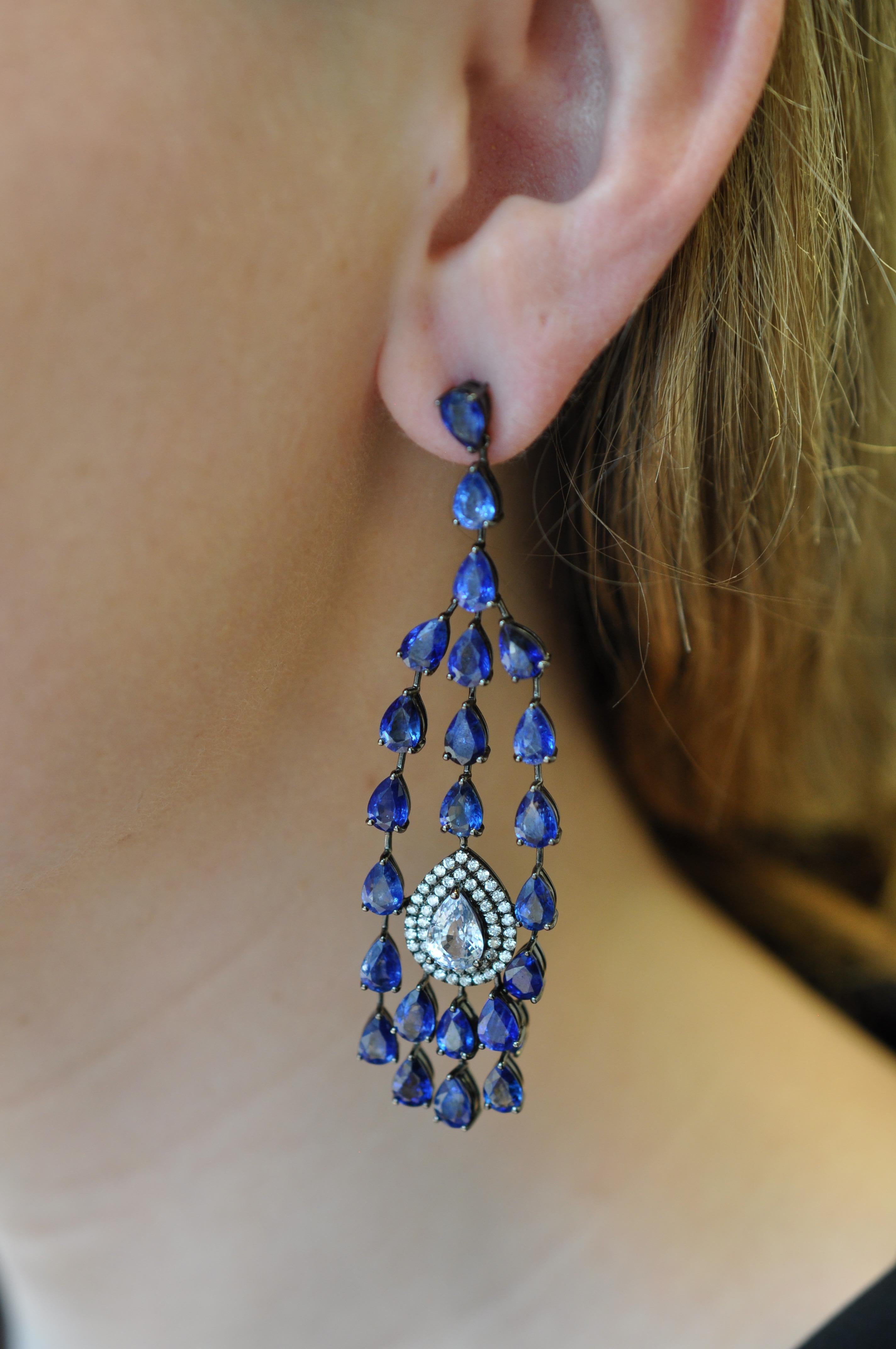 Women's Ruchi New York Blue Sapphire Chandelier Earrings