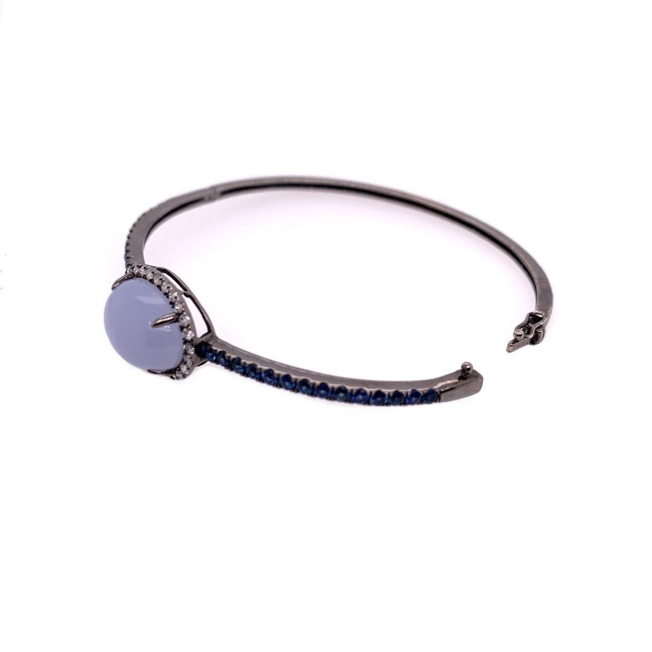 Women's Ruchi New York Blue Sapphire, Diamond and Chalcedony Bangle Bracelet