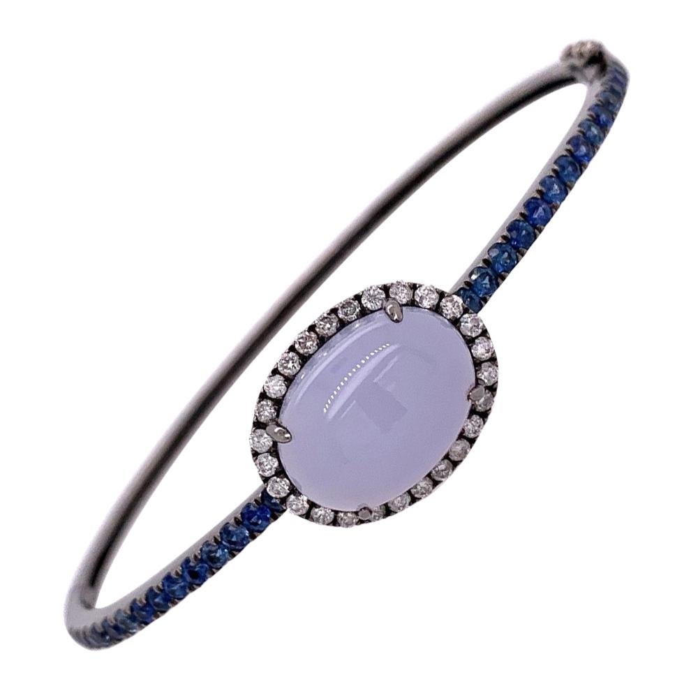 Ruchi New York Blue Sapphire, Diamond and Chalcedony Bangle Bracelet