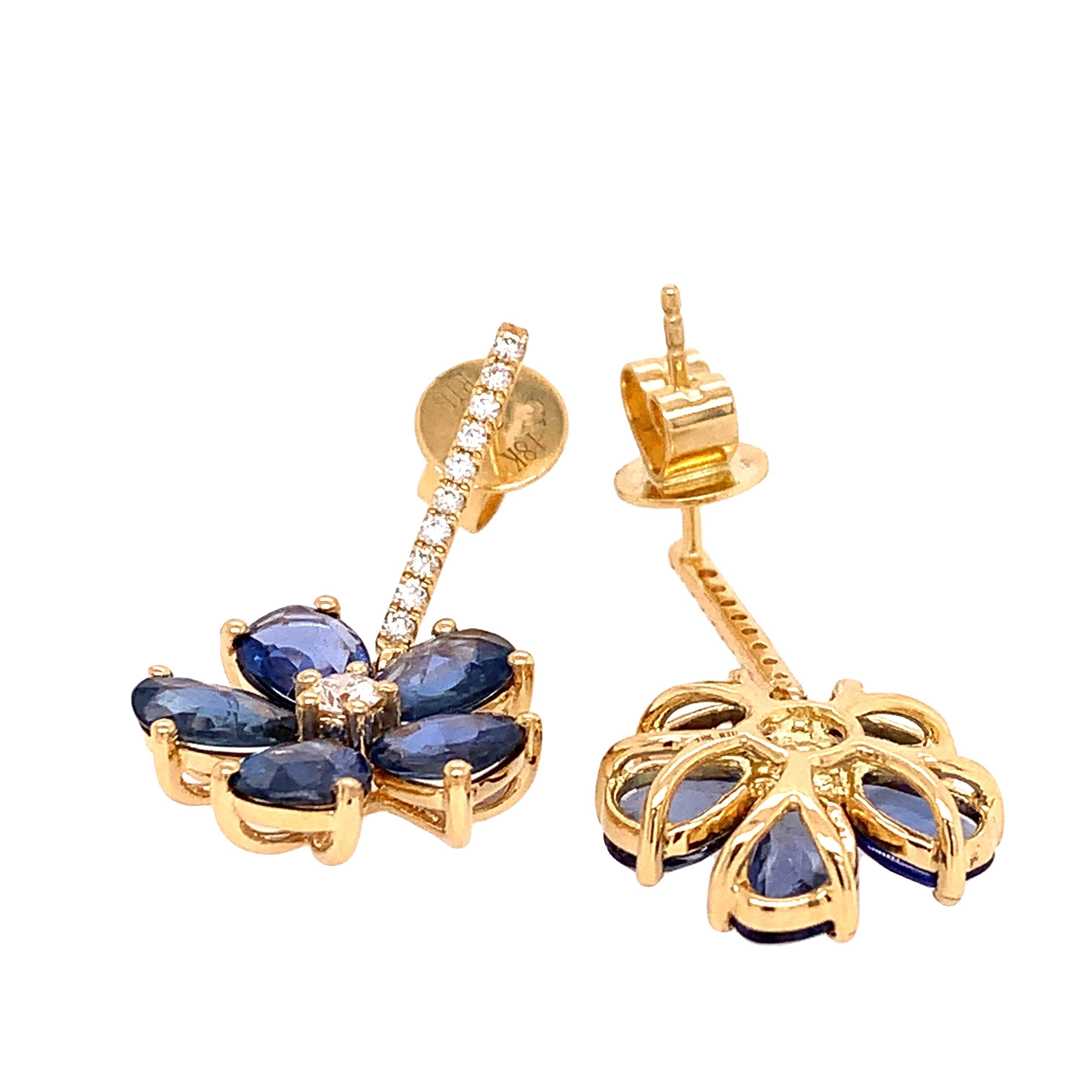 Skylight Collection

Blue Sapphire with diamonds featuring as flower shape dangling earrings set in 18K yellow gold.

Blue Sapphire: 4.94ct total weight
Diamond: 0.34ct total weight
All diamonds are G-H/SI stones.