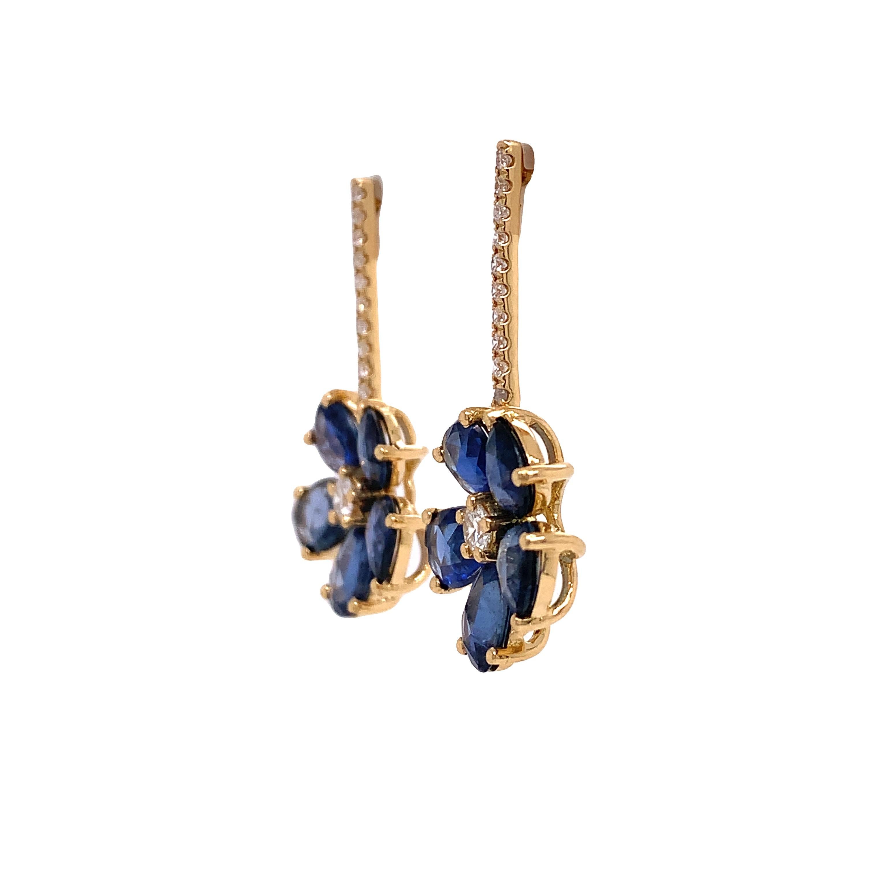 Contemporary Ruchi New York Blue Sapphire & Diamond Earrings For Sale