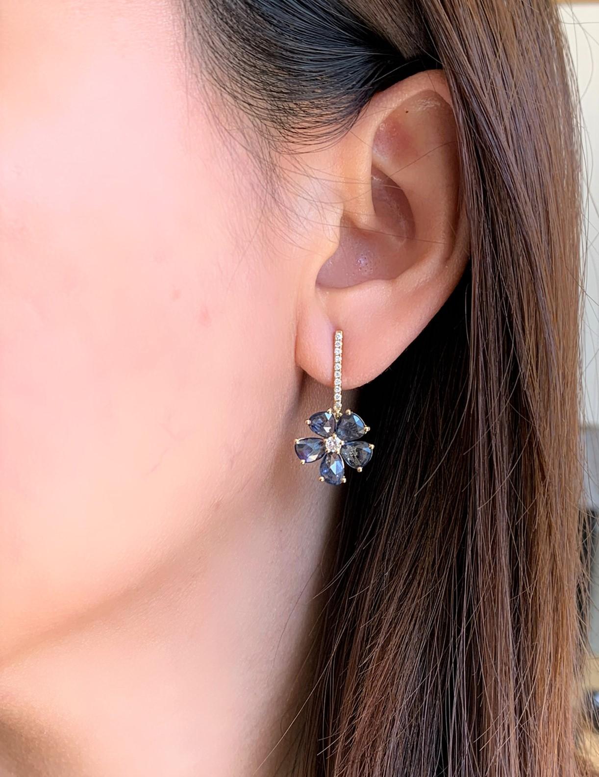 Women's Ruchi New York Blue Sapphire & Diamond Earrings For Sale