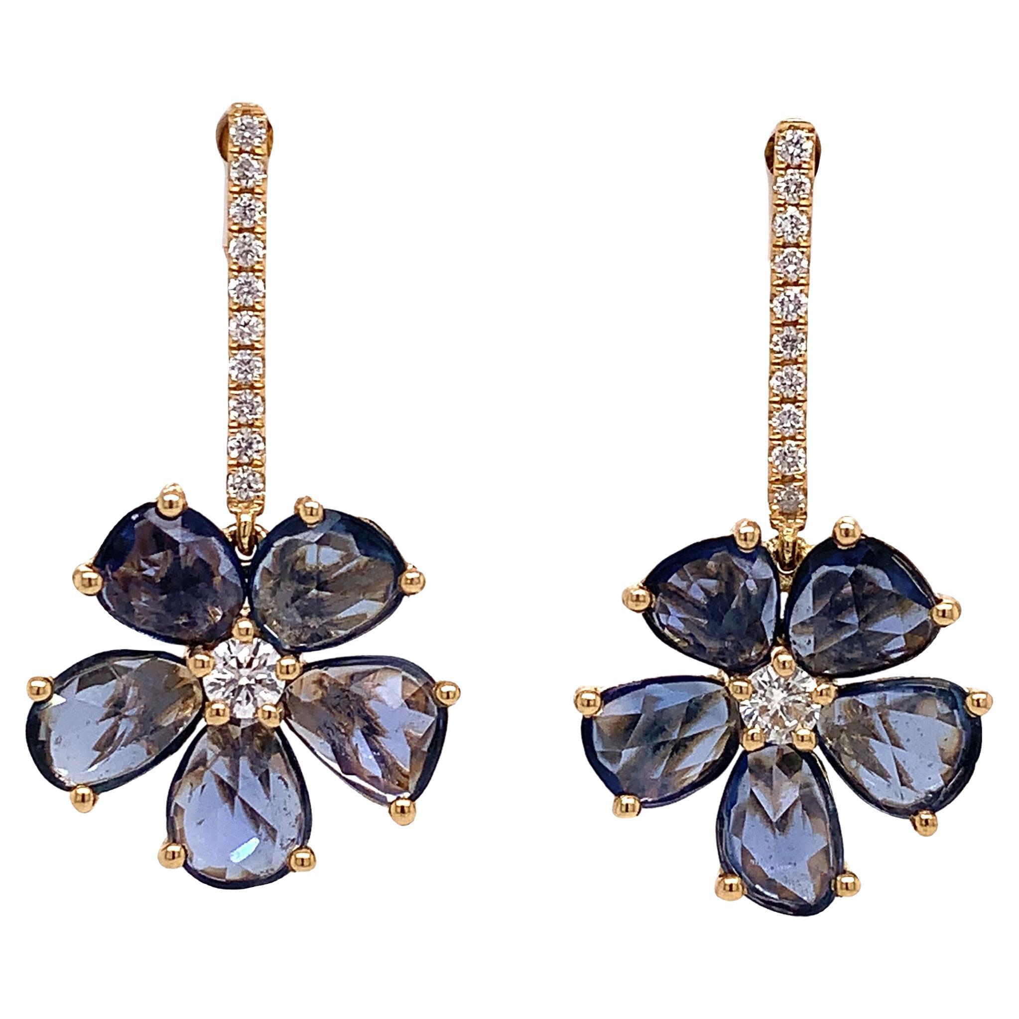 Ruchi New York Blue Sapphire & Diamond Earrings For Sale