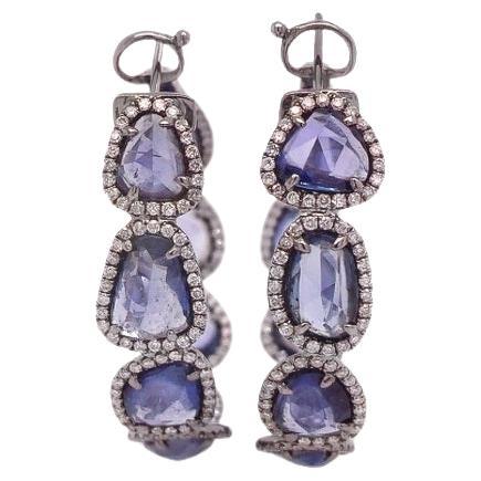 Ruchi New York Blue Sapphire Diamond Hoop Earrings