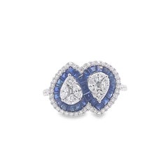 RUCHI Blue Sapphire and Mixed-Shape Diamond White Gold Ring