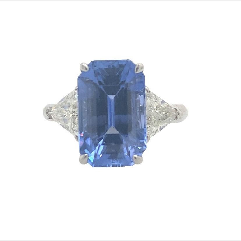 Contemporary RUCHI 6.11 Carat Blue Sapphire and Diamond White Gold Cocktail Ring For Sale
