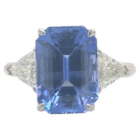 RUCHI 6.11 Carat Blue Sapphire and Diamond White Gold Cocktail Ring For Sale