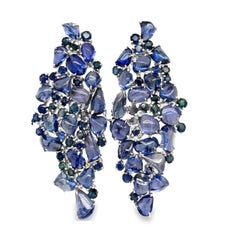 Ruchi New York 18K White Gold Blue Sapphire Chandelier Earrings
