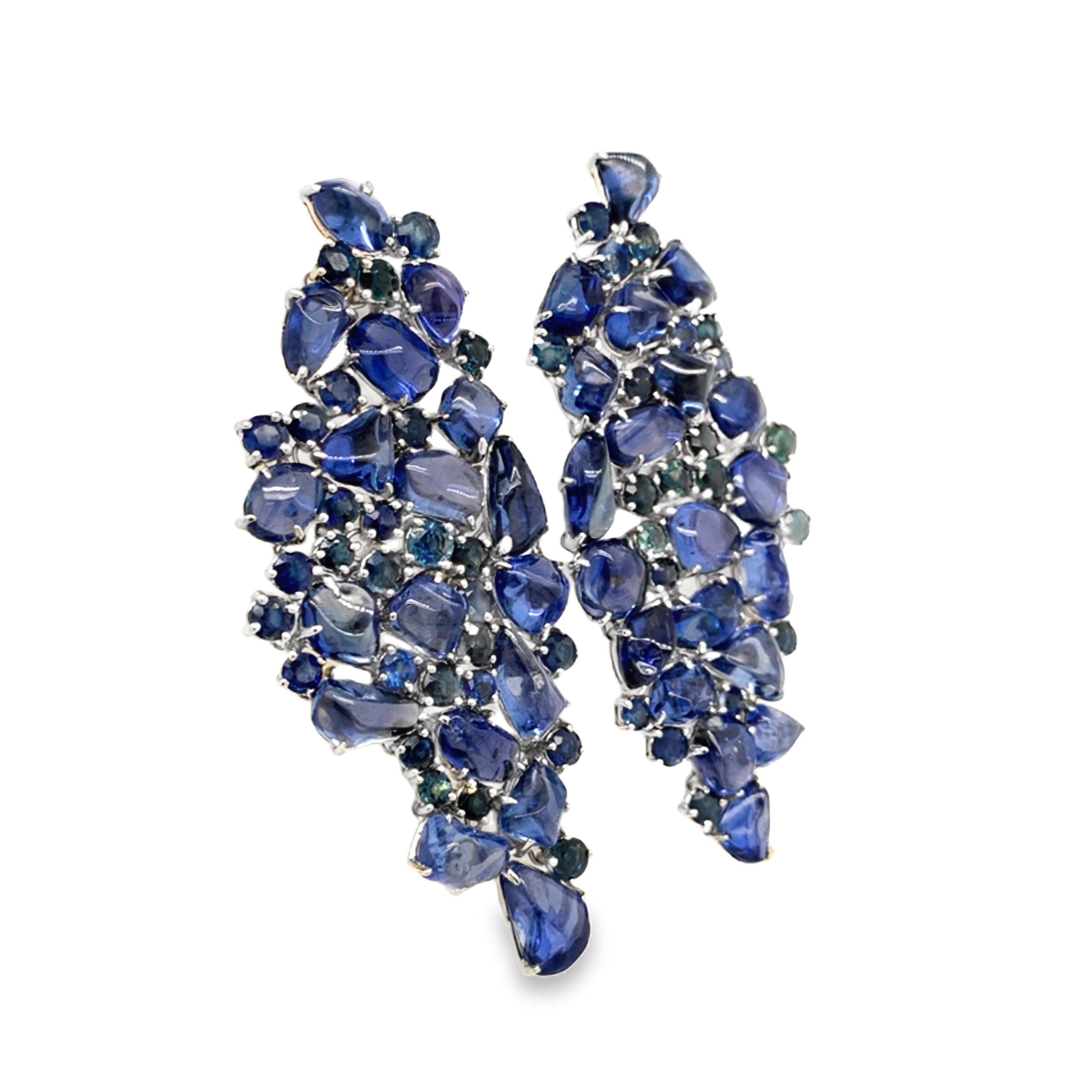 Ruchi New York Blue Sapphire Drop Earrings For Sale 3