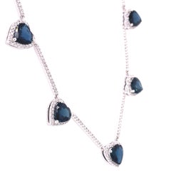RUCHI Heart-Shaped Blue Sapphire with Brilliant Diamonds White Gold Necklace