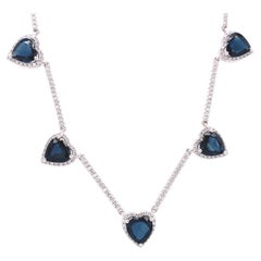 RUCHI Heart Shaped Blue Sapphire & Diamond White Gold Necklace