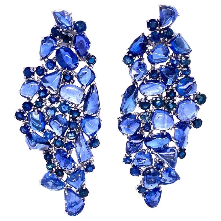 Ruchi New York Blue Sapphire Nugget Chandelier Earrings