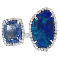 Ruchi New York Blue Sapphire Opal and Diamond Ring