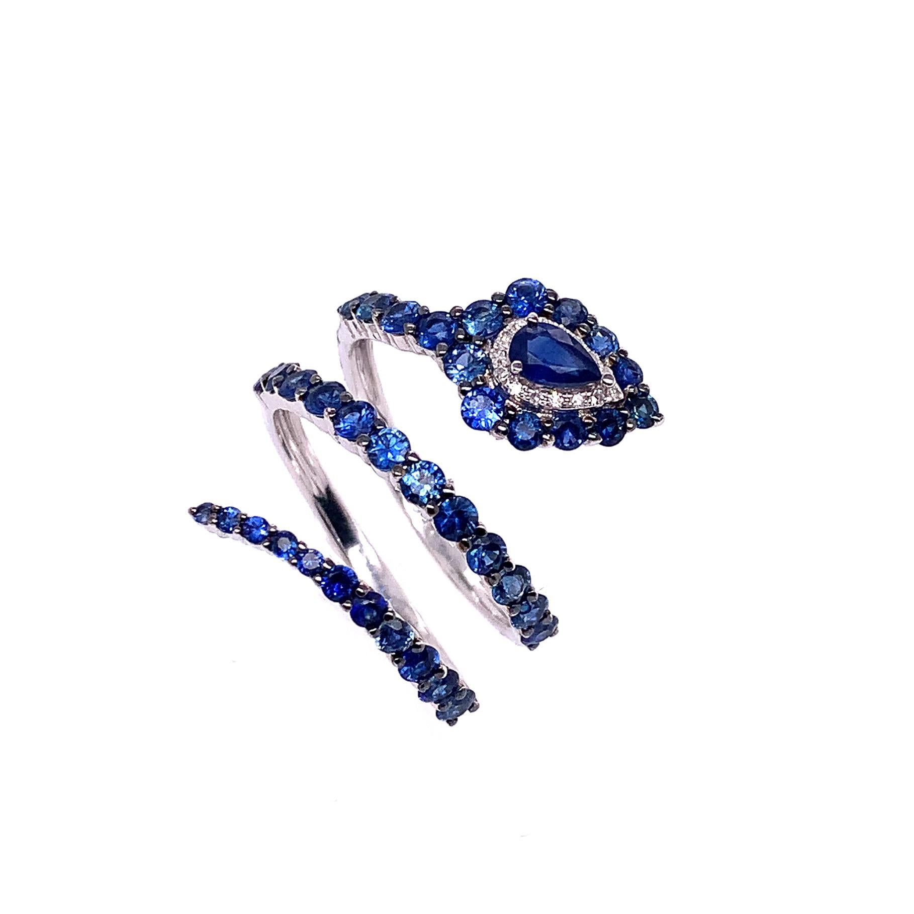 Contemporary Ruchi New York Blue Sapphire Snake Ring